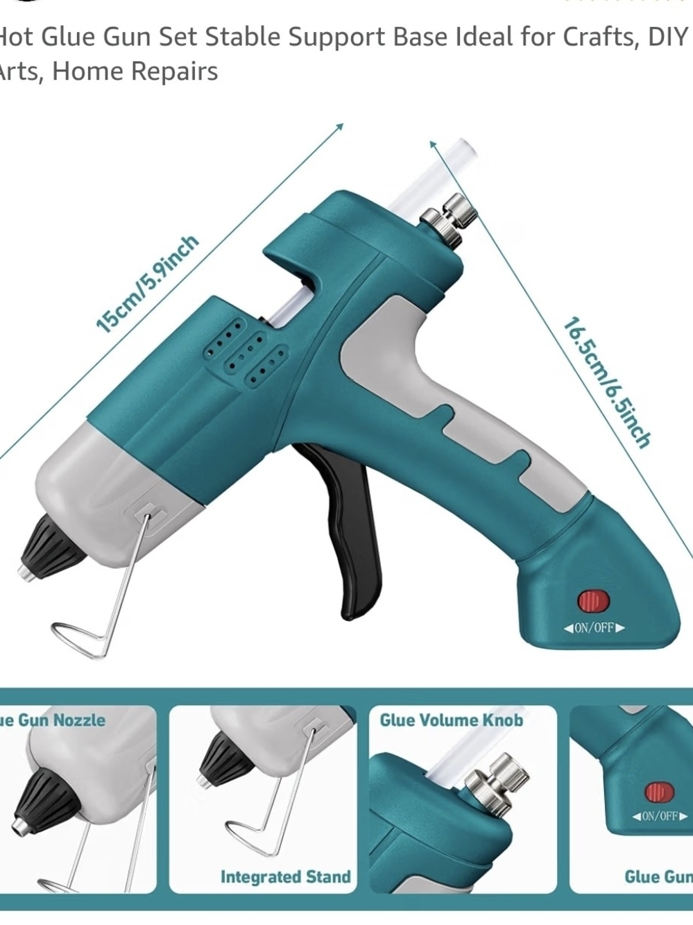 Teal Cordless Hot Glue Gun for Home Crafts